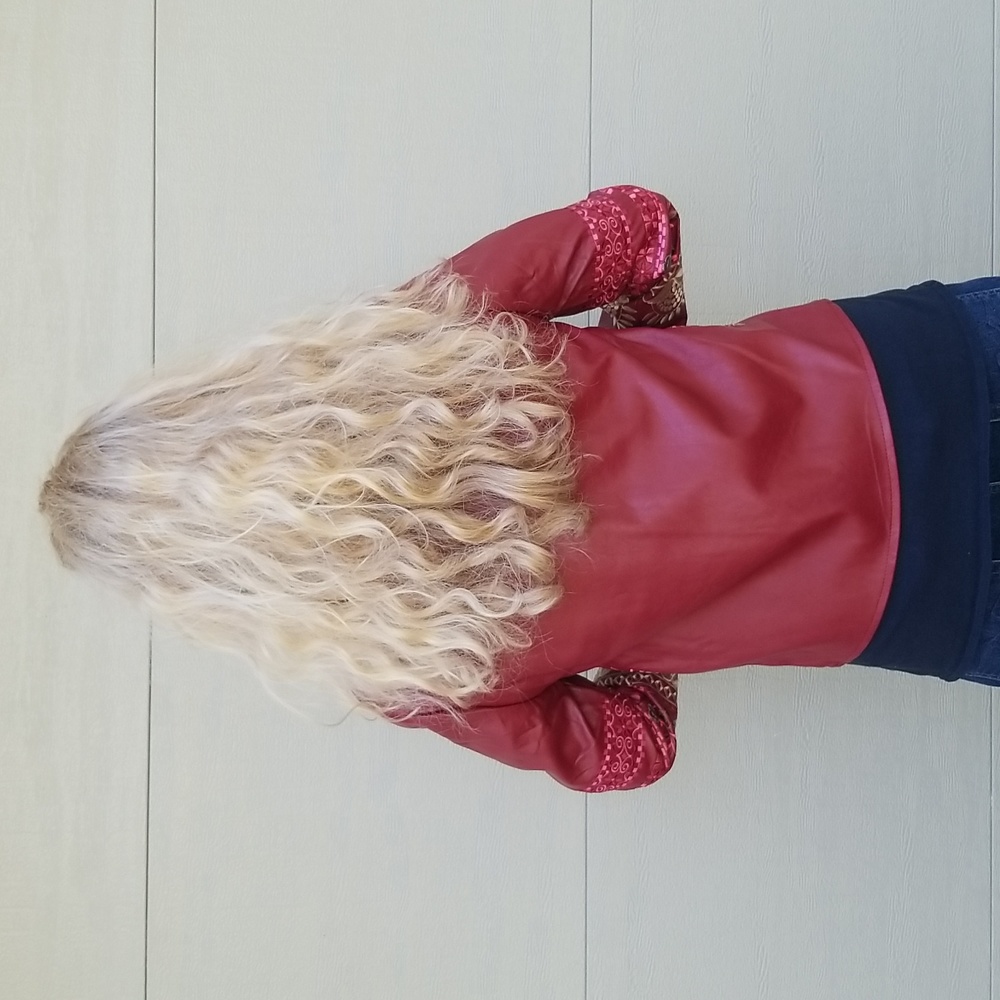 Tiramisu New Embroidered Vegan Leather Cropped Jacket, Small, $50 - Picture 4 of 15